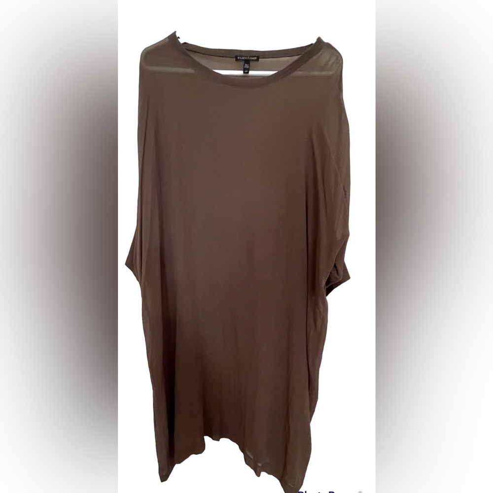 Eileen Fisher Size Large Brown dress with silk under slip. Worn once.